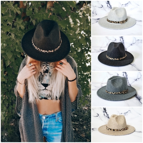 NEW Leather Trimmed Fedora Hat - Picture 2 of 14